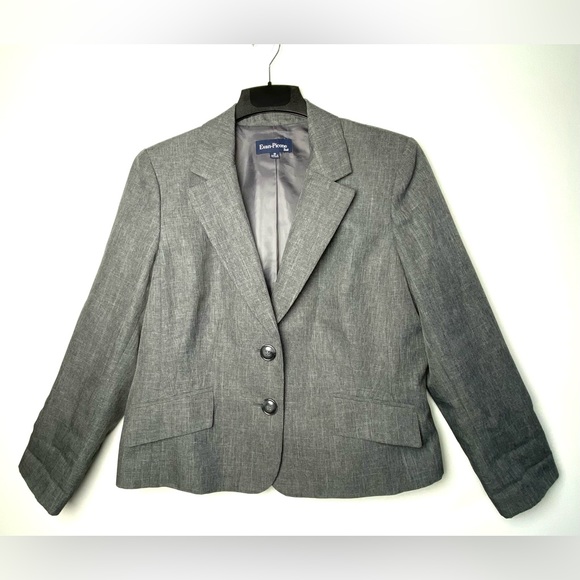 Evan-Picone Women's Gray Suit Jacket/Blazer Two Button Flap Pockets Size 18 - Picture 1 of 16